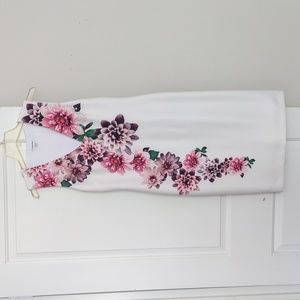 Calvin Klein White Floral Scuba Sheath Dress EUC